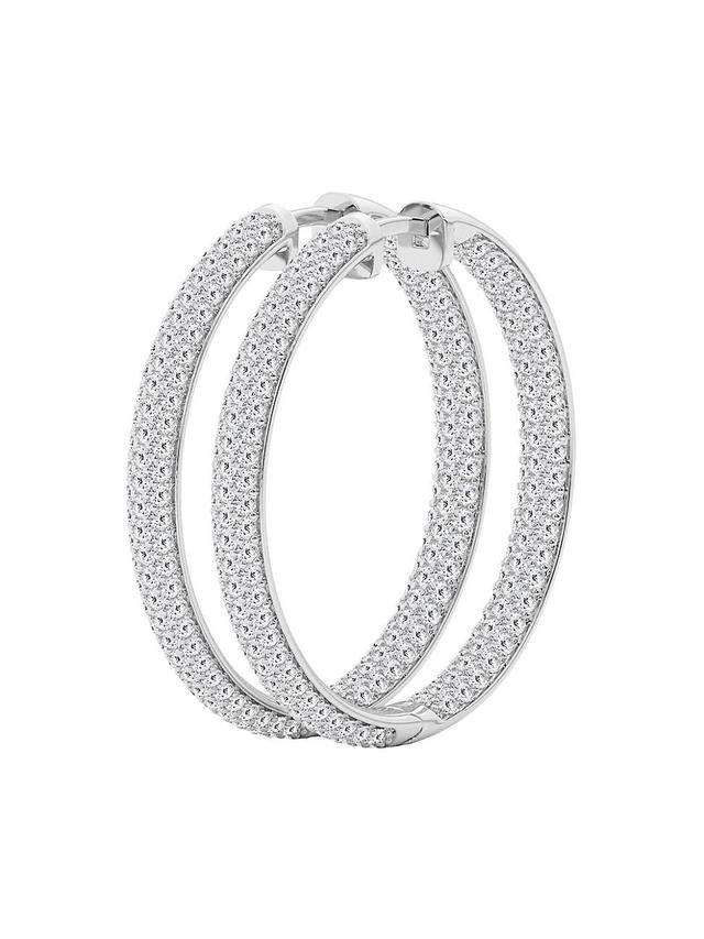 Womens 14K White Gold & 3 TCW Lab-Grown Diamond Inside-Out Hoop Earrings Product Image