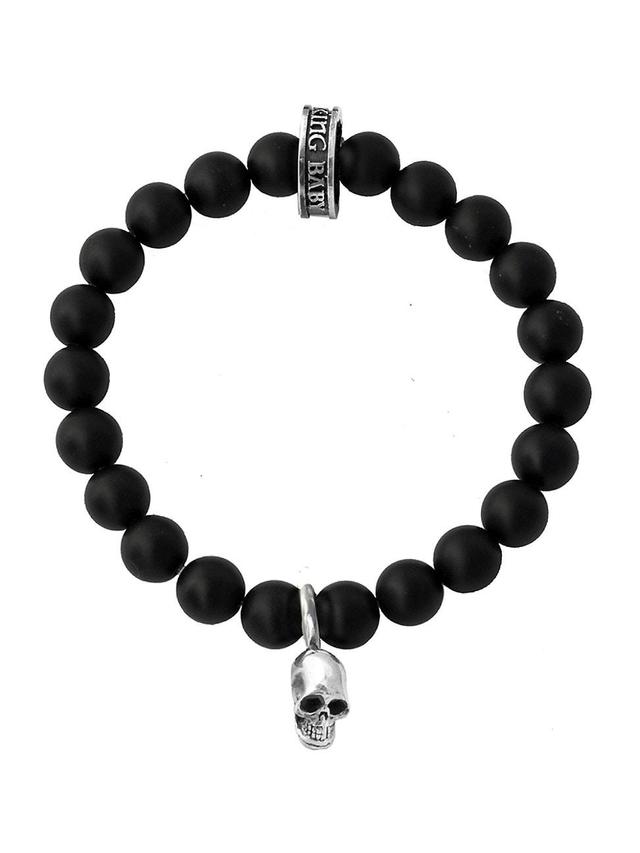 Onyx Sterling Silver Skull Beaded Bracelet Product Image