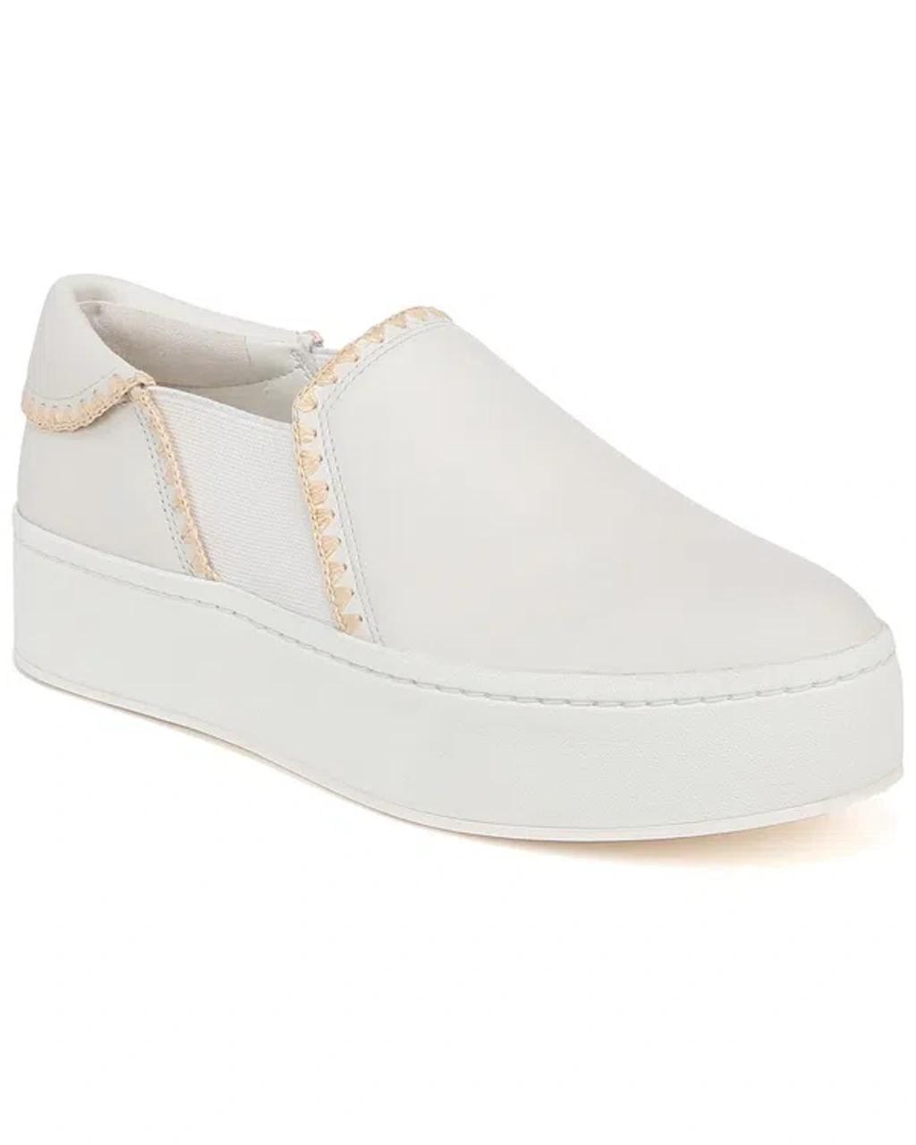 Warren Raffia Topstitch Platform Sneakers In White Product Image