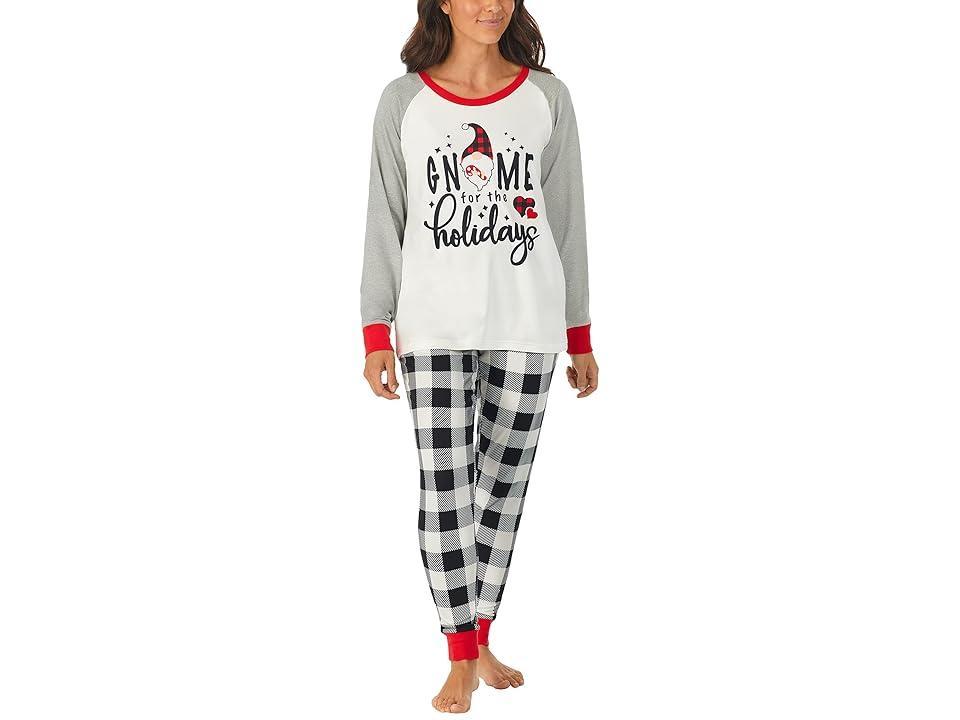 Pajamarama Holiday Gnome Family Long PJ (Black/White Check) Women's Pajama Sets Product Image