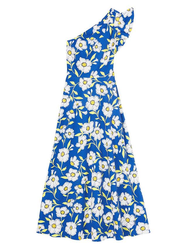 Womens Sunshine Floral Ruffled Faille Midi-Dress Product Image