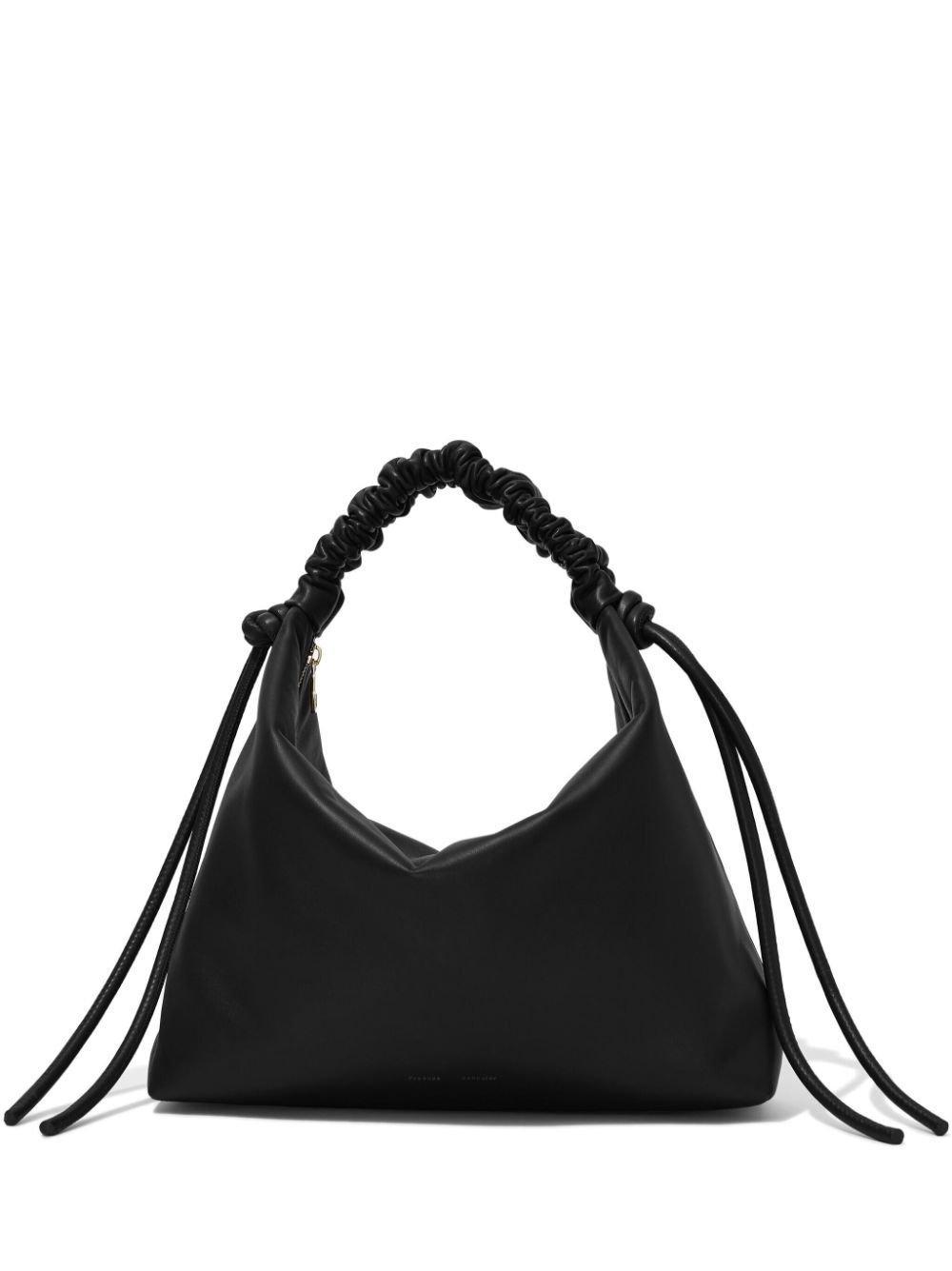 Black Drawstring Medium Leather Shoulder Bag product image