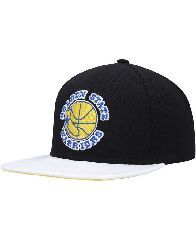 Mens Mitchell & Ness /White Golden State Warriors Hardwood ClassicsWear Away VisorSnapback Hat Product Image