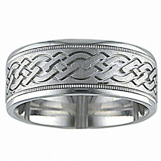 Men's 8.0mm Comfort Fit Wedding Band in 14K White Gold Product Image