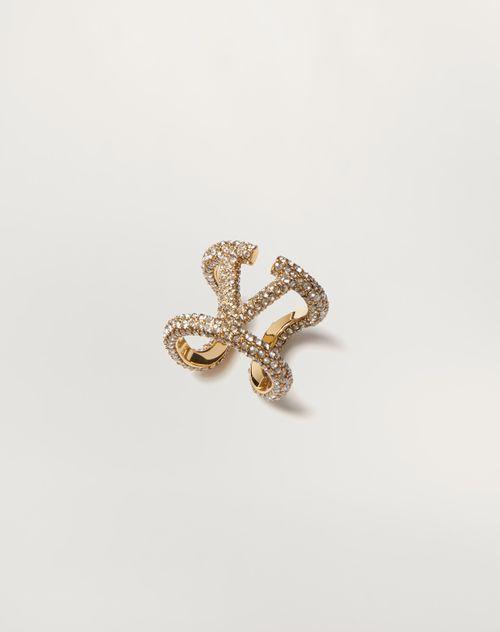 VLOGO SIGNATURE RING IN METAL AND SWAROVSKI® CRYSTALS  Product Image