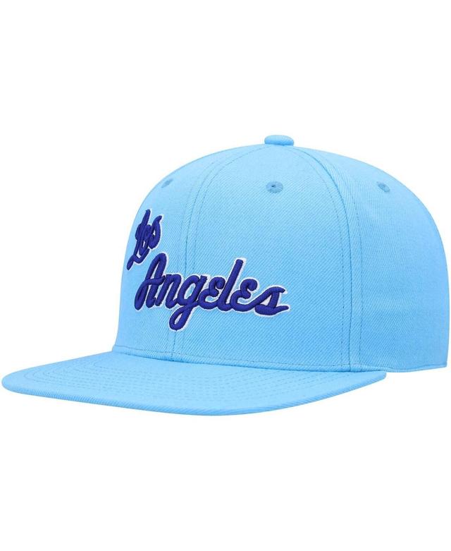 Mens Mitchell & Ness Powder Blue Los Angeles Lakers Hardwood Classics MVP Team Ground 2.0 Fitted Hat Product Image