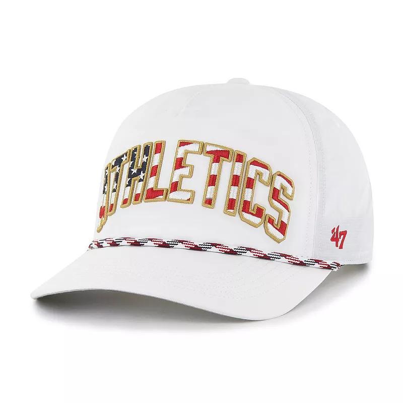 Mens 47 White Oakland Athletics Flag Flutter Hitch Snapback Hat Product Image