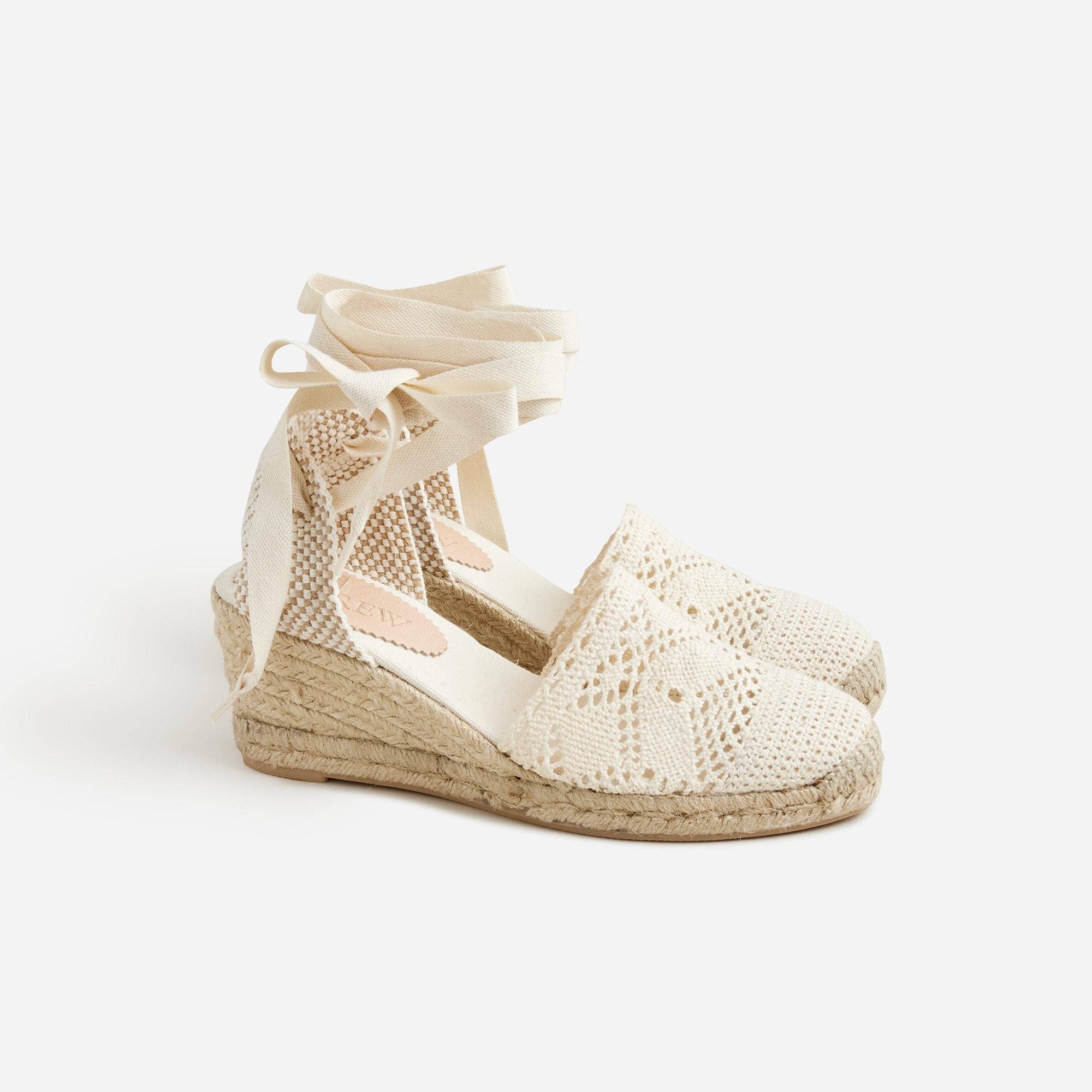 Made-in-Spain lace-up midheel espadrilles with crochet Product Image