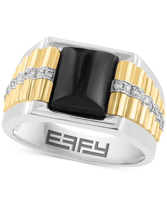 Effy Mens Onyx & Diamond Accent Ring in Sterling Silver & 14k Gold-Plate Product Image