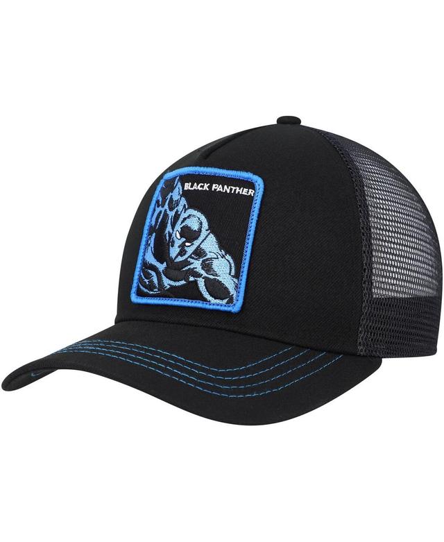 Mens Black Black Panther Retro A-Frame Snapback Hat Product Image