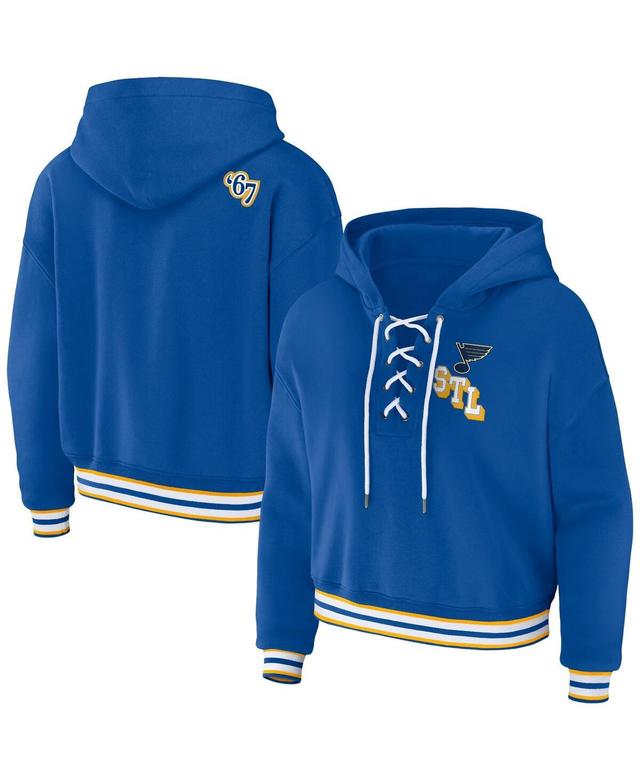 Womens Wear by Erin Andrews Blue St. Louis Blues Lace-Up Pullover Hoodie Product Image