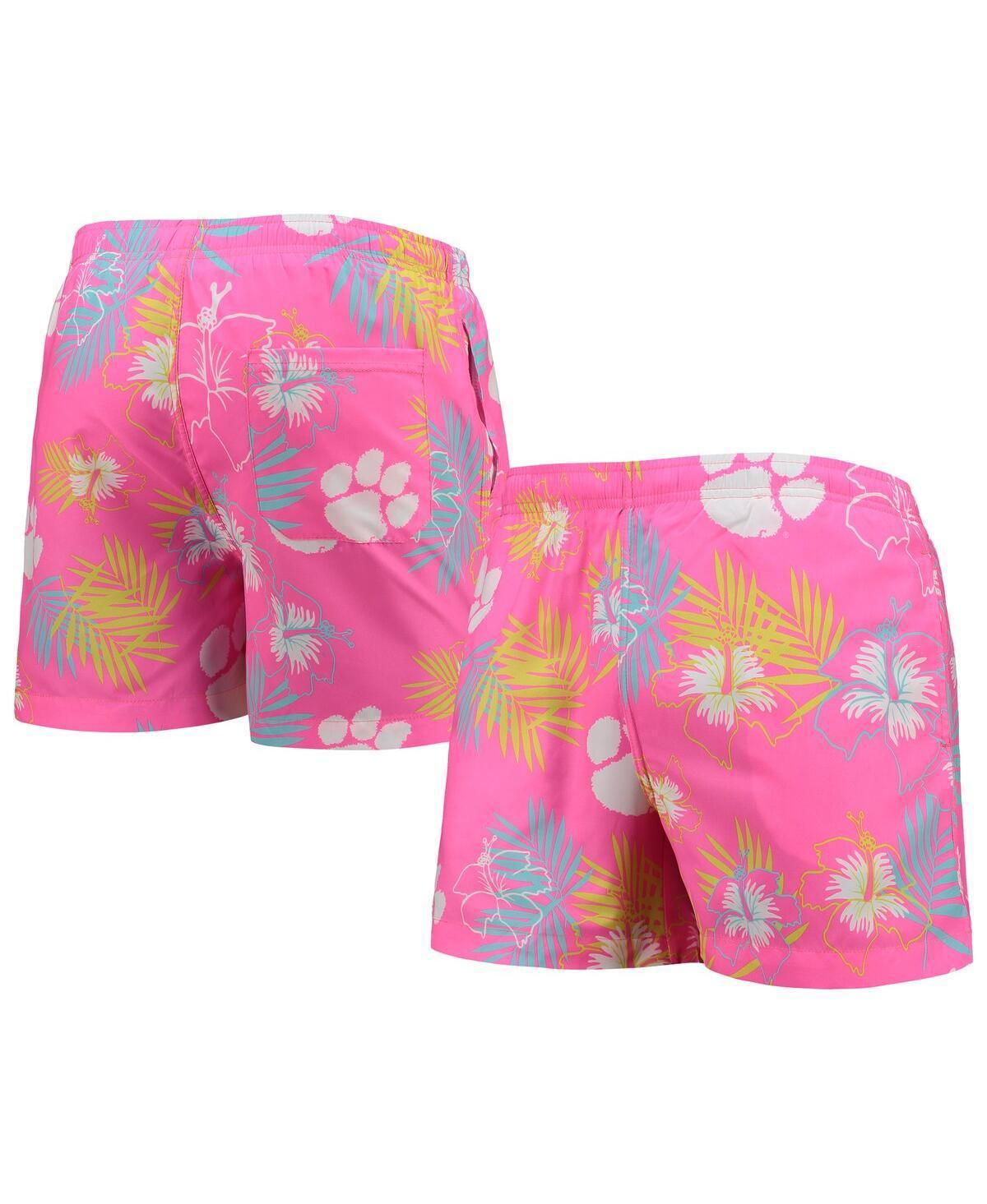 Mens FOCO Clemson Tigers Neon Floral Swim Trunks Product Image