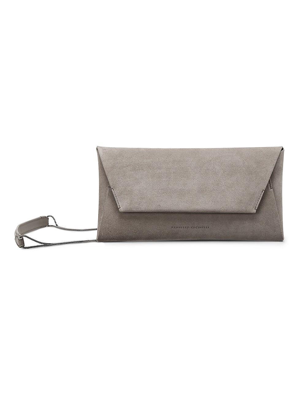 Womens Suede Envelope Bag with Precious Chain Product Image