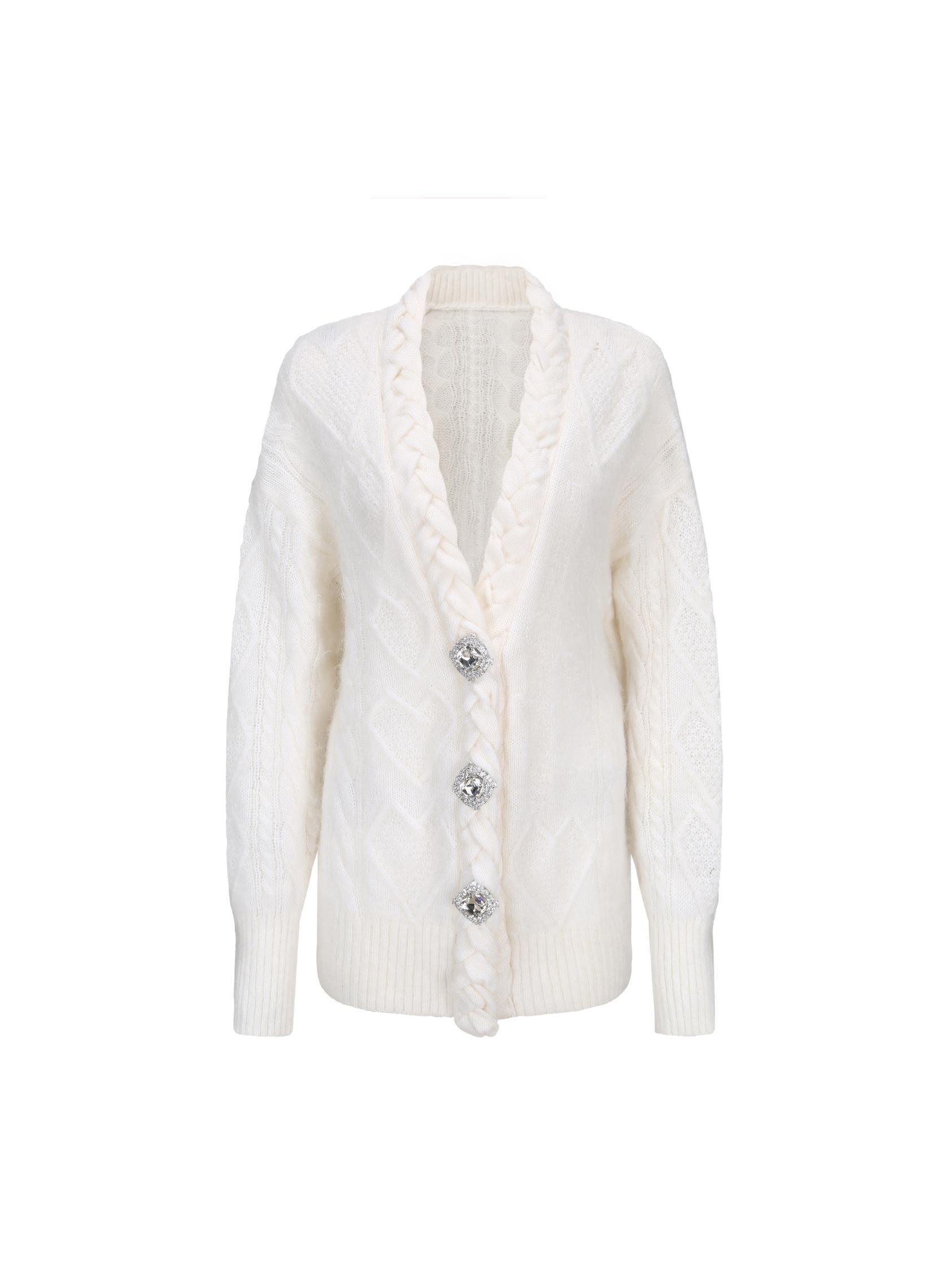 Lexi Knit Diamond Cardigan (White) product image