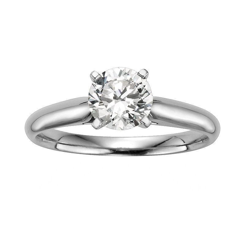 The Regal Collection Round-Cut IGL Certified Diamond Solitaire Engagement Ring in 14k White Gold (1 ct. T.W.), Womens Product Image