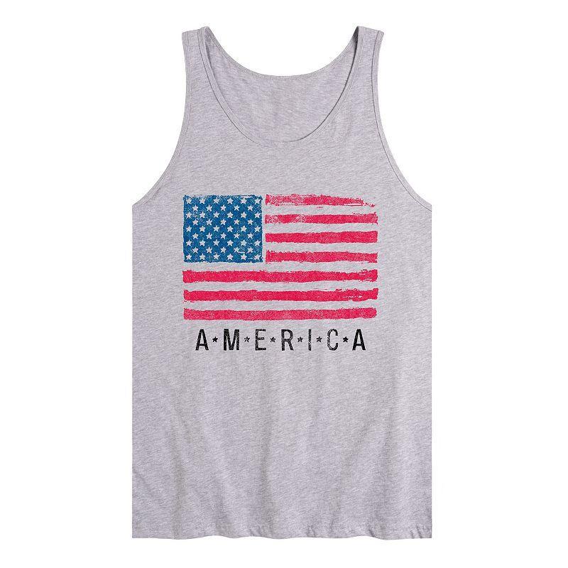 Mens Americana Flag Distressed Graphic Tank Med Grey Product Image