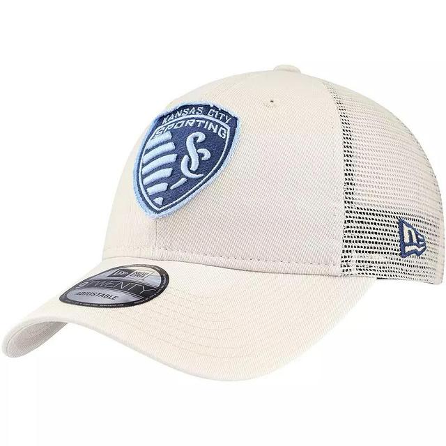 Mens New Era Tan Sporting Kansas City Game Day 9TWENTY Adjustable Trucker Hat Product Image