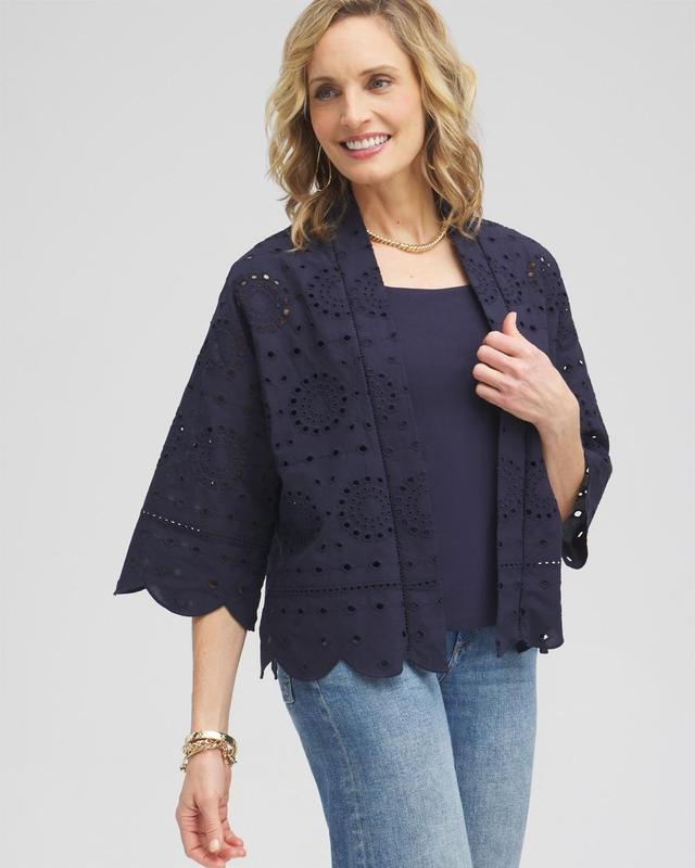 Chico's Women's Eyelet Short Kimono Top Product Image