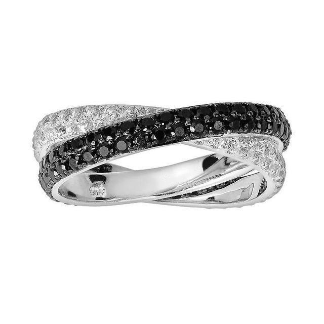 Diamond Splendor Sterling Silver Black Spinel & White Topaz Ring, Womens Product Image