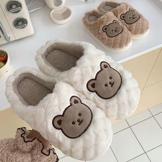 Bear Print Fleece Slippers Product Image