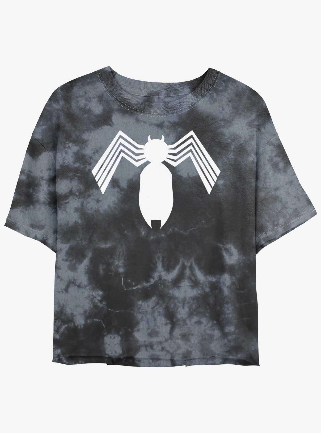 Marvel Spider-Man Symbiote Spider-Man Logo Girls Tie-Dye Crop T-Shirt Product Image