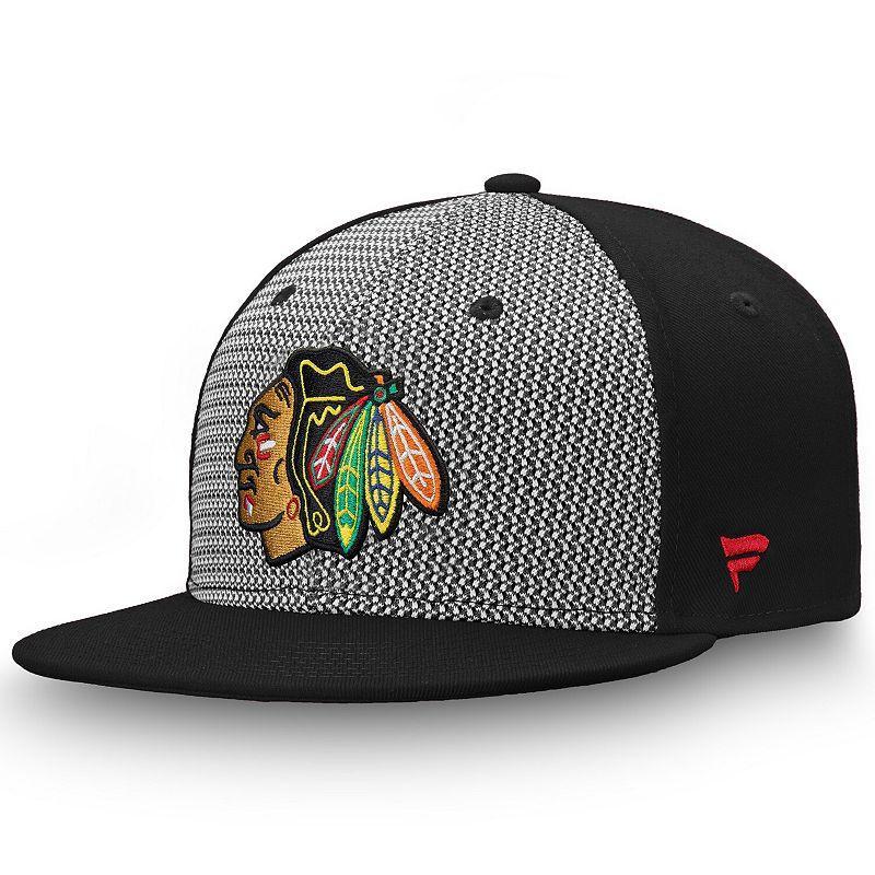 Mens Fanatics Branded Gray/Black Chicago Blackhawks Versalux Fitted Hat Product Image