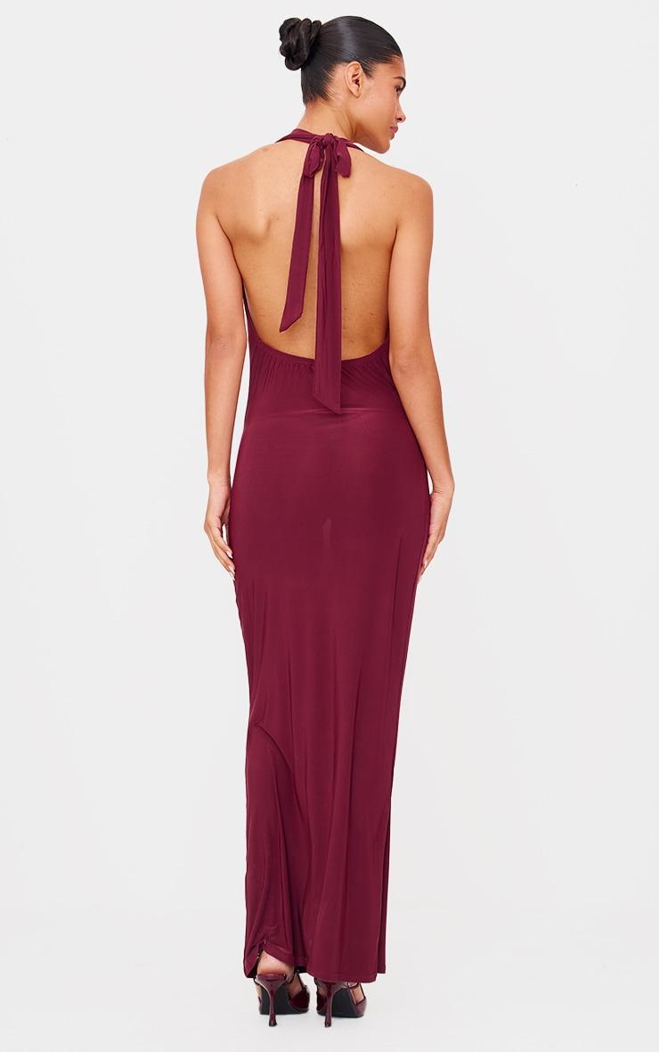 Plum Slinky Cowl Neck Maxi Dress Product Image