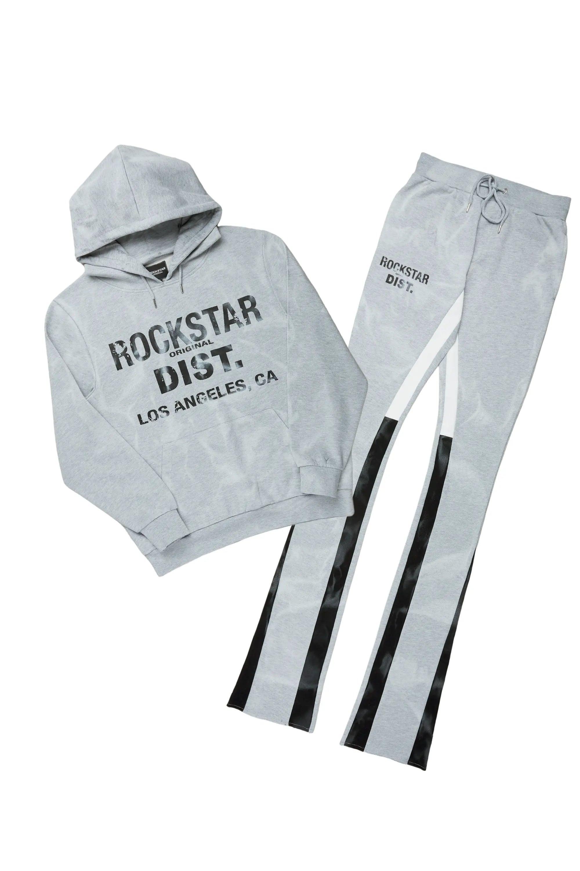 Nelly Heather Grey Hoodie/Super Stacked Flare Pant Set Male Product Image