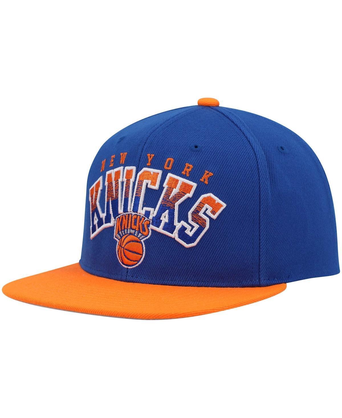 Mens Mitchell & Ness Blue and Orange New York Knicks Gradient Wordmark Snapback Hat - Blue Product Image