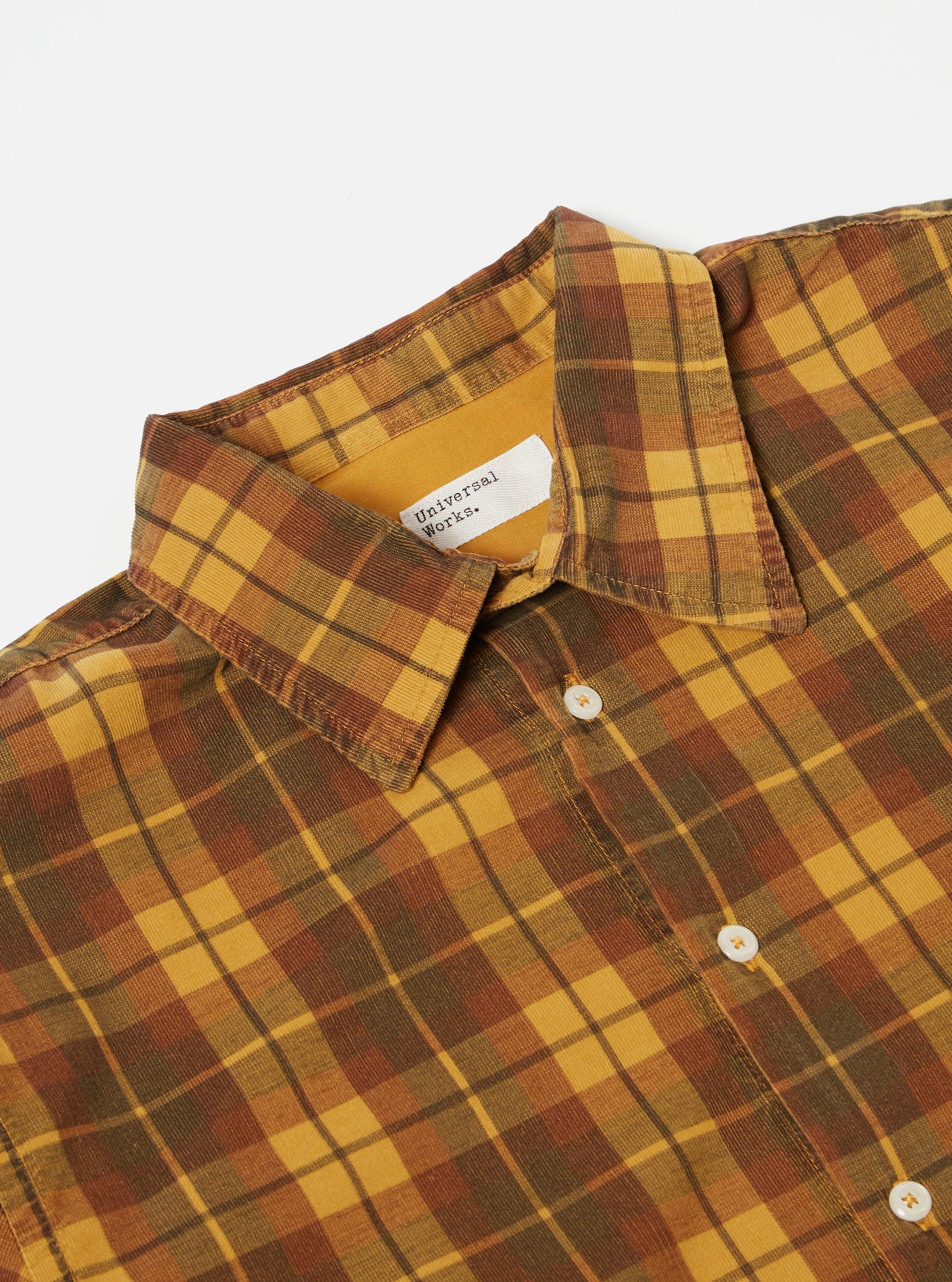 Universal Works Square Pocket Shirt in Mustard Check Cord Product Image