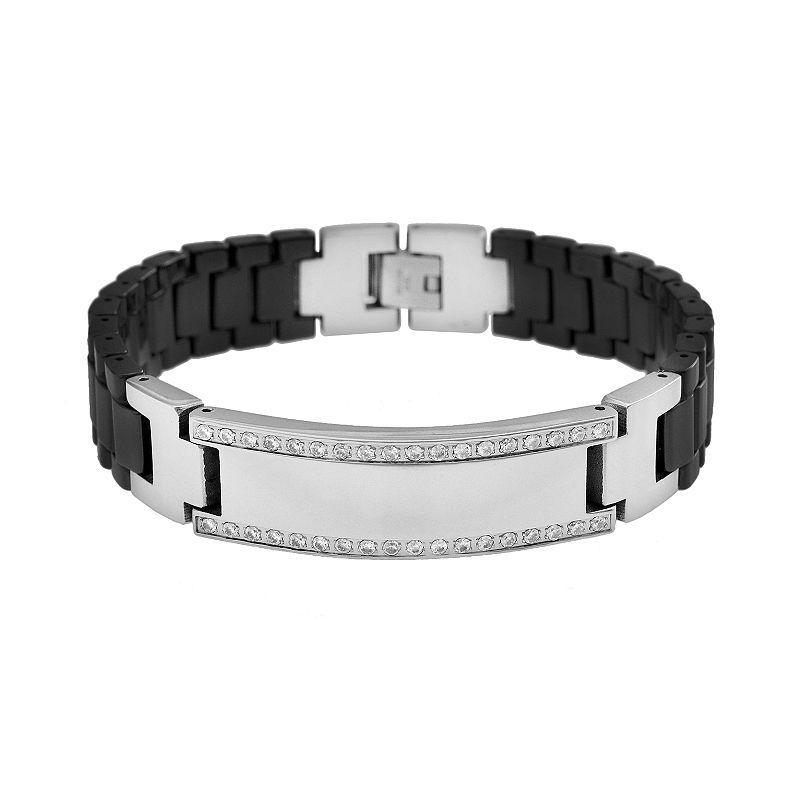 Stainless Steel and Black Ceramic 1/4-ct. T.W. Diamond Bracelet - Men, Mens, Multicolor Product Image