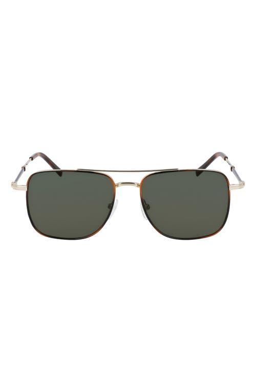 FERRAGAMO 56mm Rectangle Sunglasses In Gold/tortoise/green Product Image