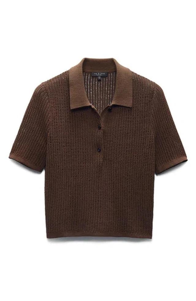 RAG & BONE Viola Knit Polo In Chocolate Product Image