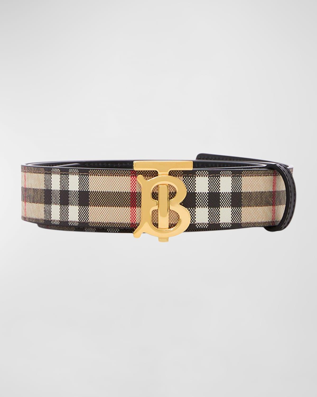 Womens Reversible TB Check Coated Canvas Belt Product Image