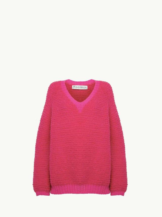 BOUCLE V-NECK SWEATER in pink | JW Anderson US  Product Image