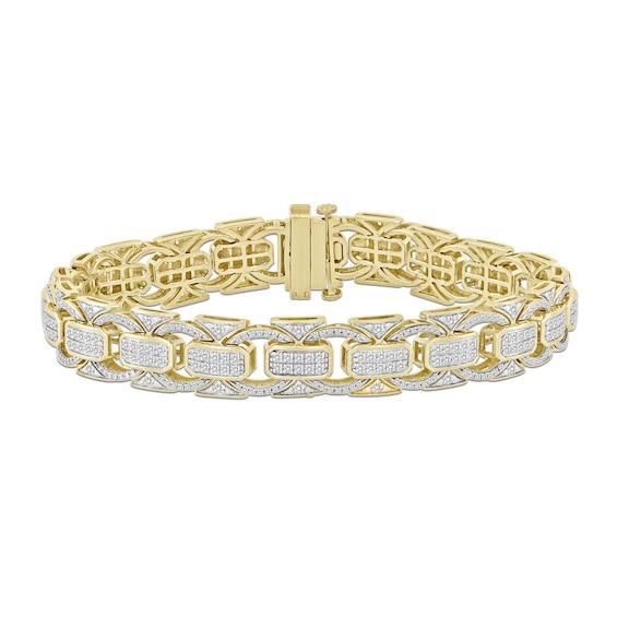 Men's 2-1/2 CT. T.w. Diamond Fancy Link Bracelet in 10K Gold - 8.5" Product Image