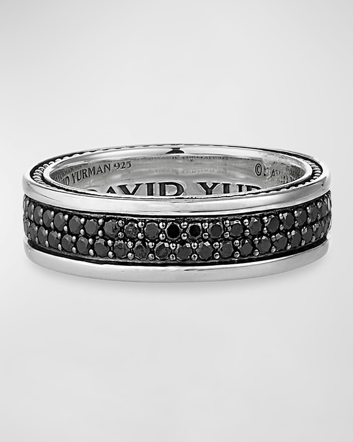 Mens Streamline Two Row Band Ring with Pav Diamonds Product Image