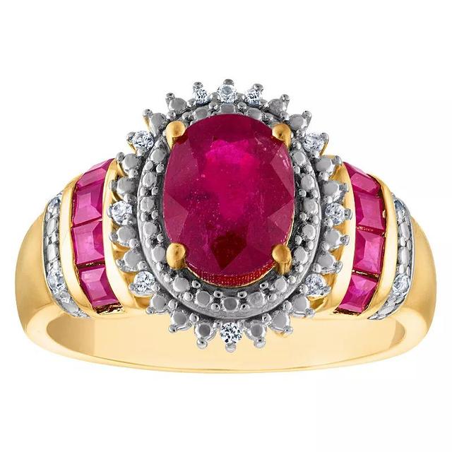 Tiara 14k Gold Plated Sterling Silver Ruby & Diamond Accent Ring, Womens Gold Tone Product Image