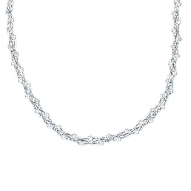 Sterling Silver Braided Bead Snake Chain Necklace, Womens Product Image