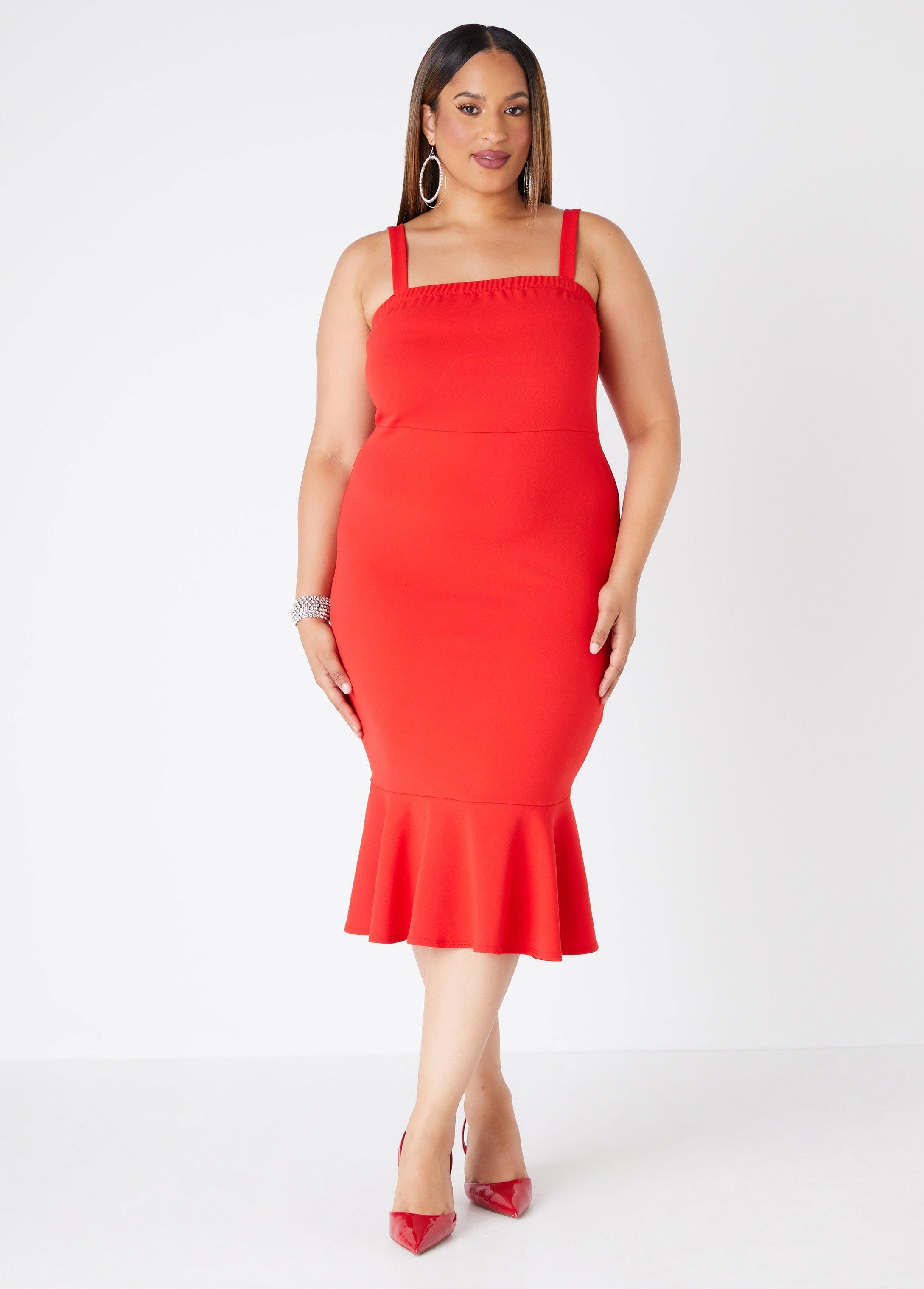 Plus Size Flounced Bodycon Dress Ashley Stewart Product Image