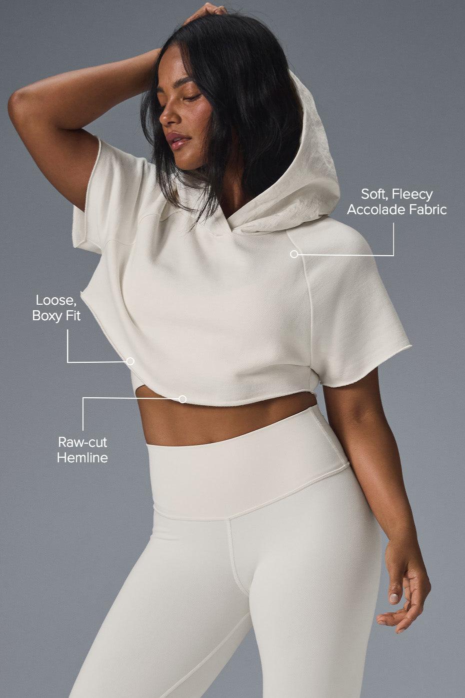 Cropped In The Air Short Sleeve Hoodie - Ivory Female Product Image