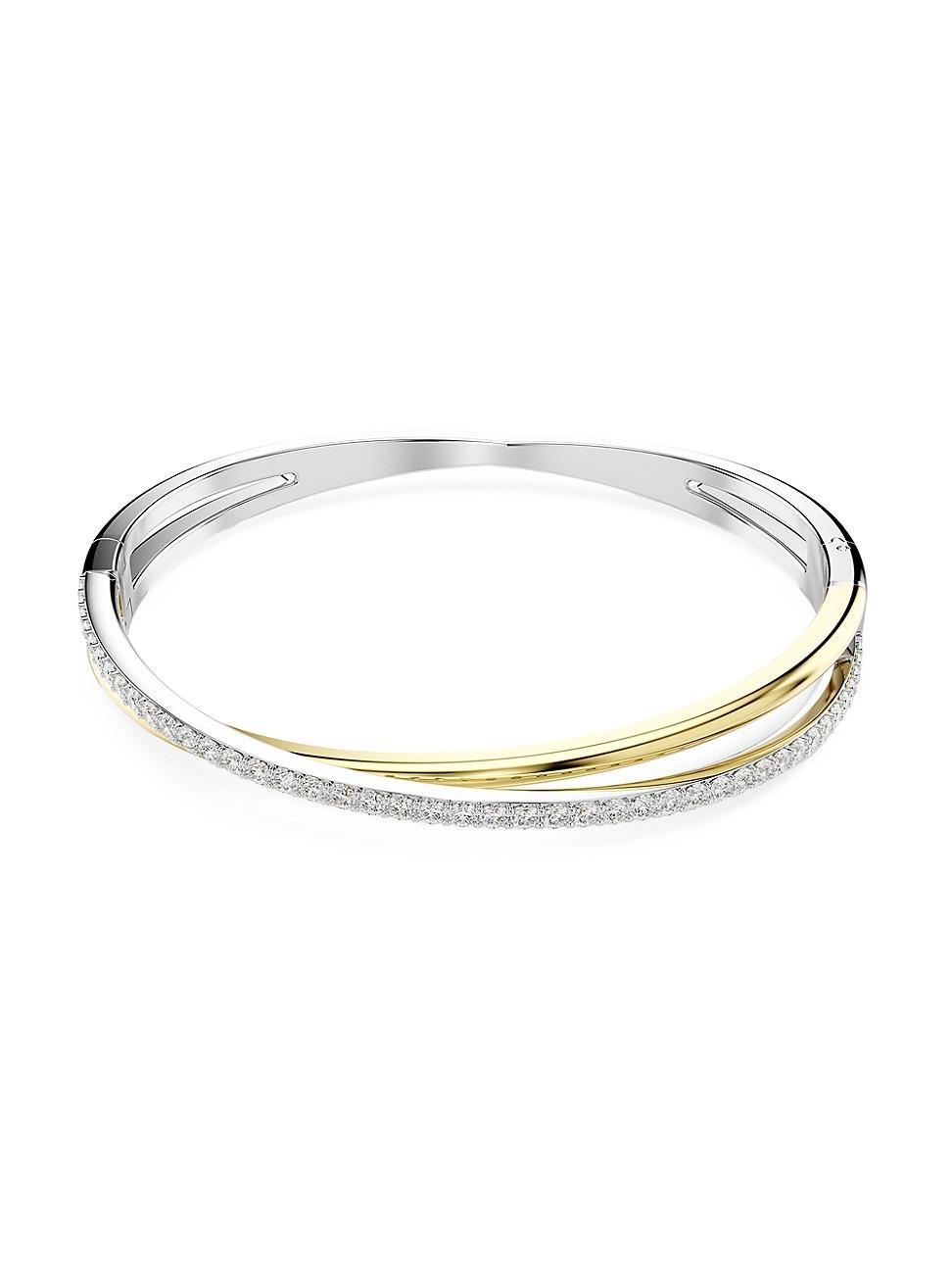 Womens Hyperbola Rhodium-Plated, Goldtone & Crystal Bangle Product Image