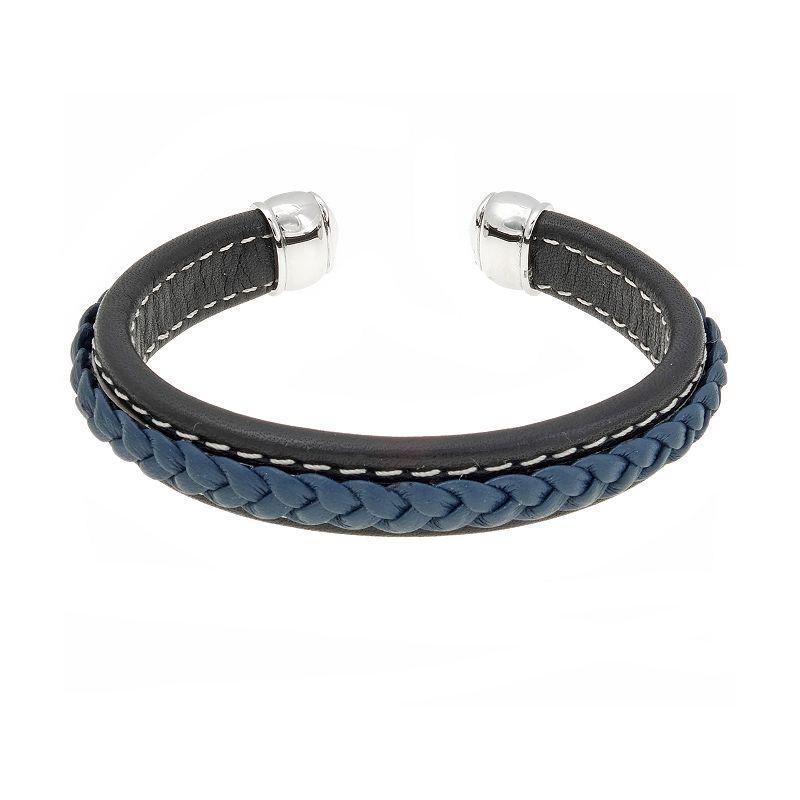 Mens LYNX Stainless Steel Blue & Black Cuff Bracelet Two Tone Product Image