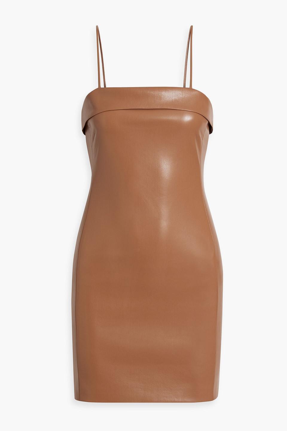 Kelly Faux Leather Mini Dress In Brown Product Image