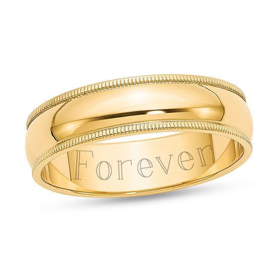 Men's 6.0mm Milgrain Edge Engravable Wedding Band (1 Line) Product Image