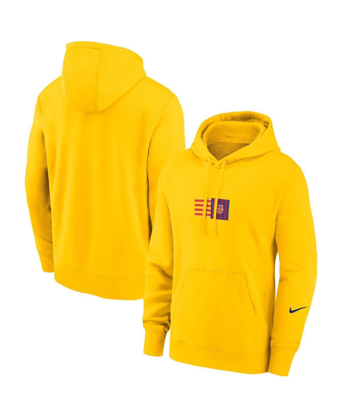 Mens Nike Yellow Barcelona Club Logo Pullover Hoodie Product Image