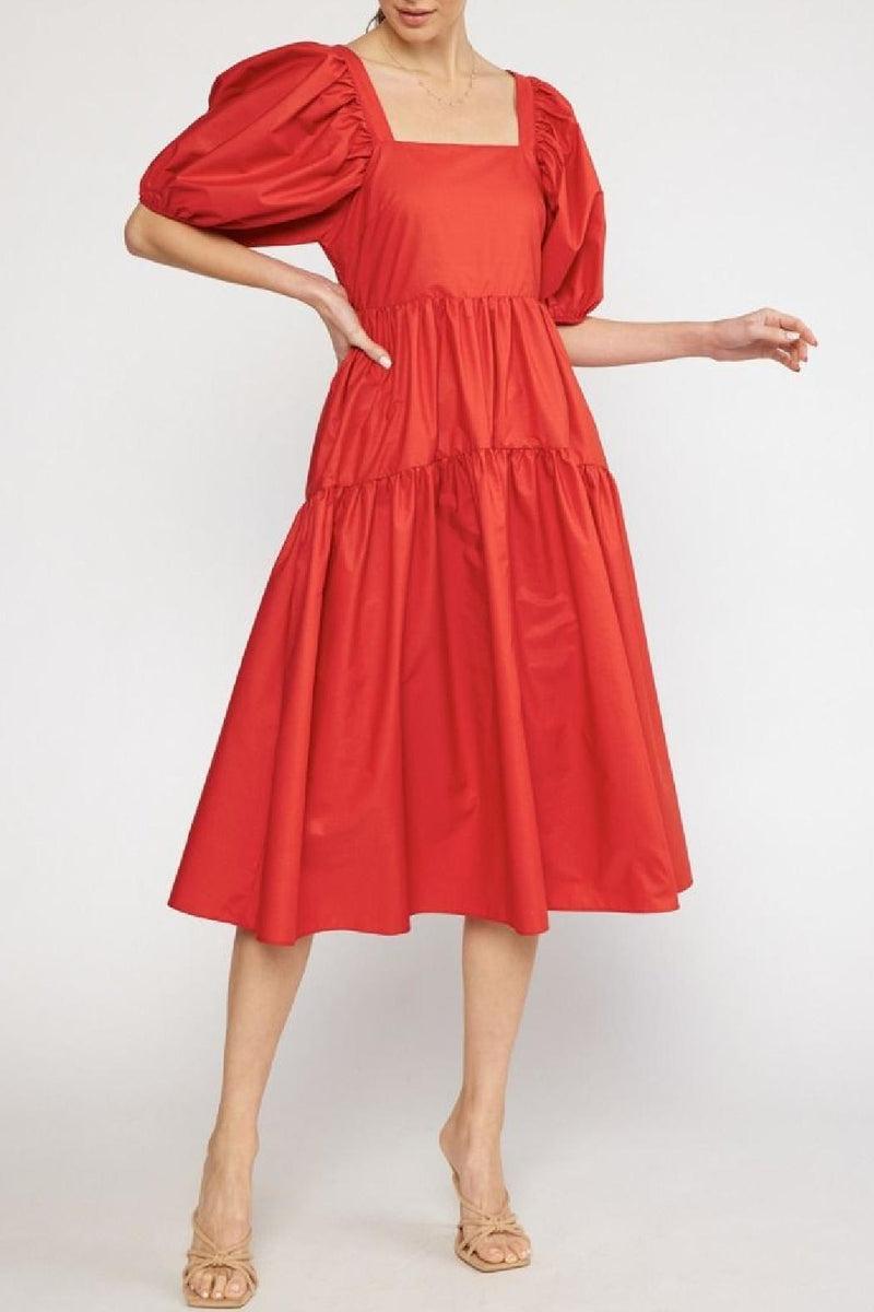 Puff Sleeve Midi Dress Product Image