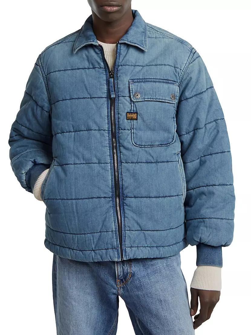 Padded Denim Bomber Jacket Product Image