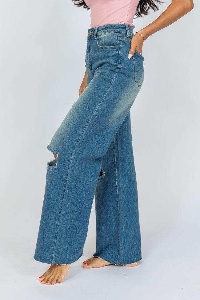 Kelsea Medium Wash Wide Leg Jeans Product Image