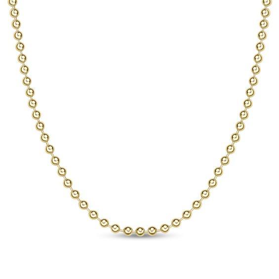 Men's 6.0mm Bead Gold-Tone Chain Necklace in Solid Stainless Steel with Yellow Ion-Plate - 22" Product Image